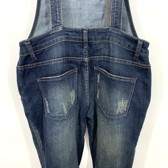 Free People Washed Denim Overalls Skinny Jeans - Picture 11 of 12